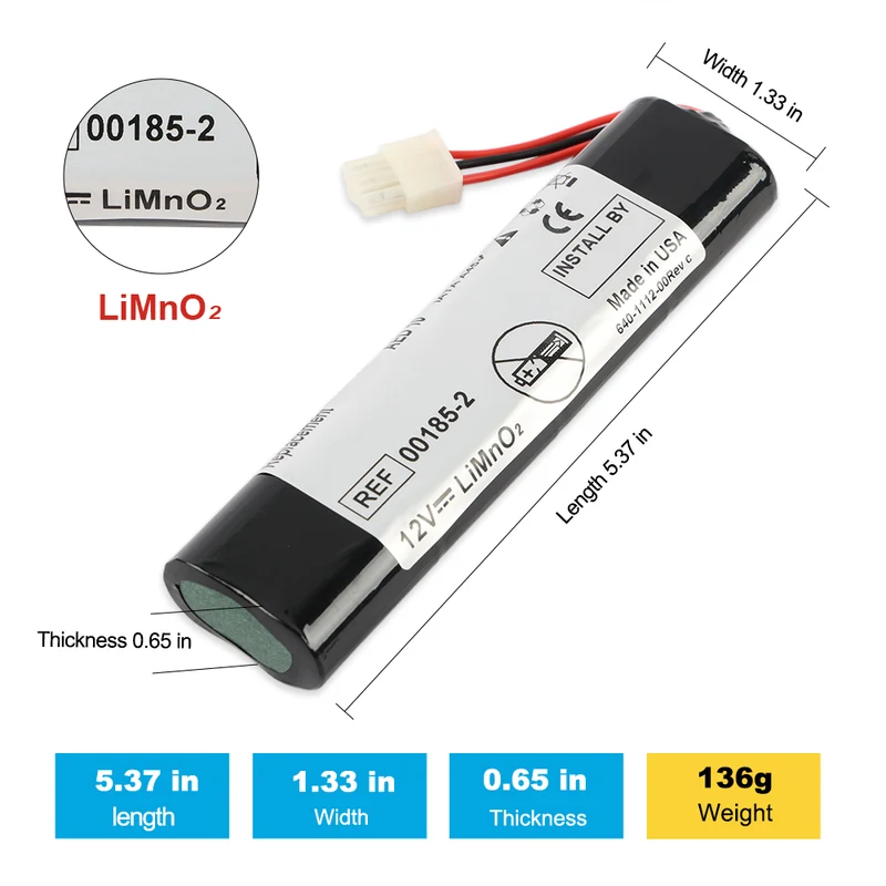 Replacement Battery for Welch-Allyn Aed 10 Non-Rechargeable Battery 00185-2