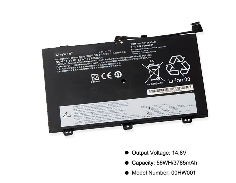 00HW001 Battery for Lenovo ThinkPad S3 Yoga 14 Yoga 460 — 14.8V 56Wh