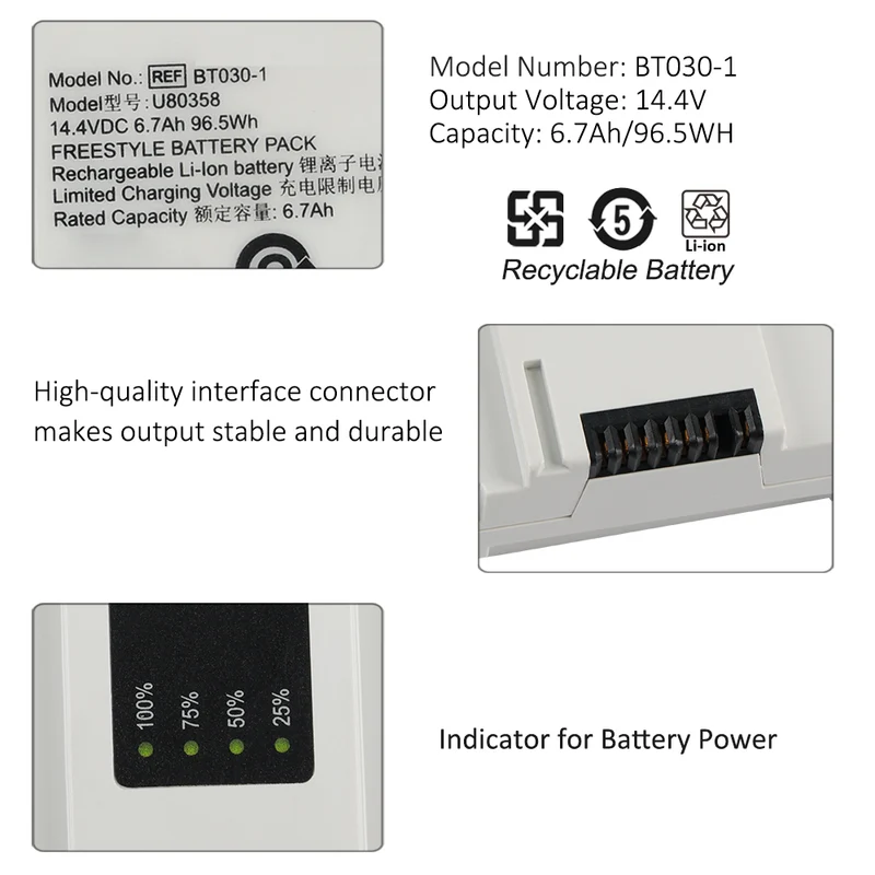 BT030-1 For Freestyle 5 Internal Oxygen Concentrator 14.8V Li-Ion Battery