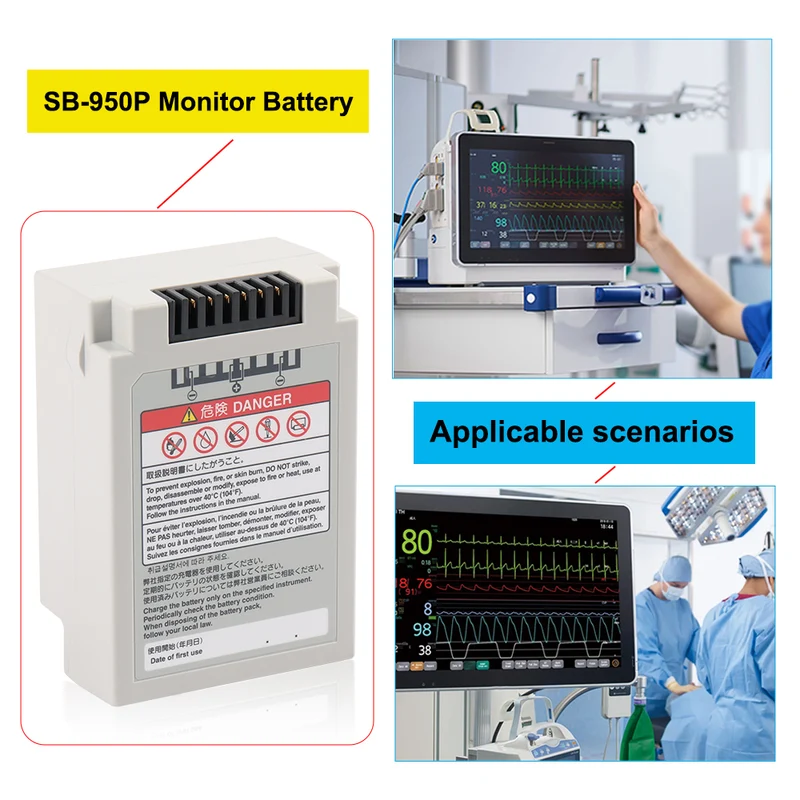 SB-950P Battery For Nihon Kohden Life scope G5 BSM-1700 WS-151P AA-174P BEDSIDE MONITOR