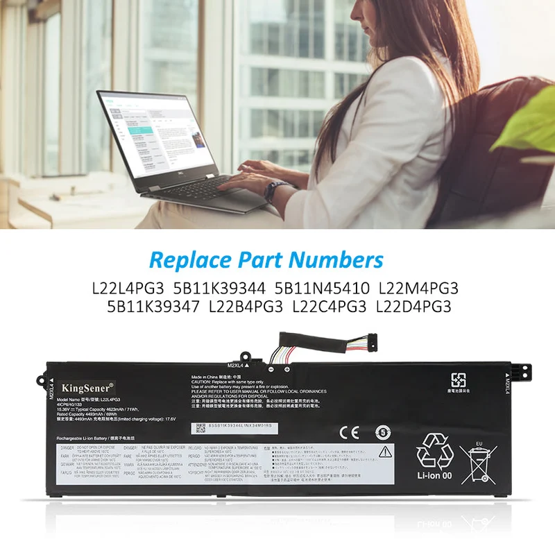 Battery For Lenovo 5B11K39347 L22B4PG3 L22C4PG3 L22D4PG3 15.36V 71Wh