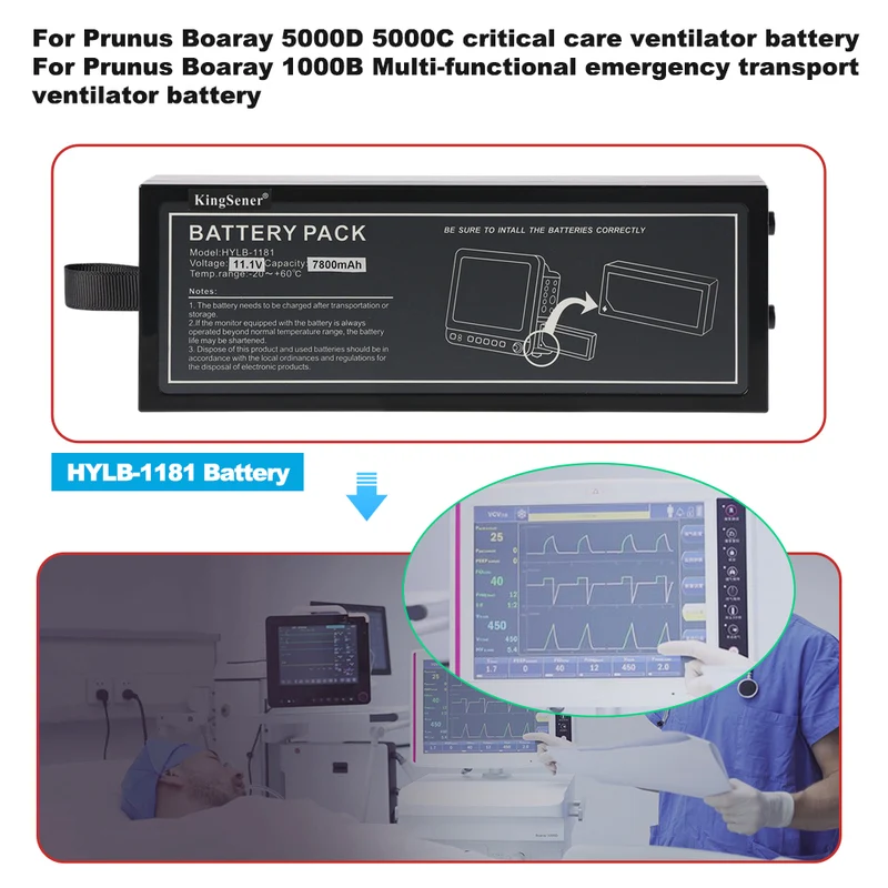 HYLB-1181 JW-Y3S-8 Ventilator Battery For Prunus Boaray 1000B Multi-functional Emergency Transport