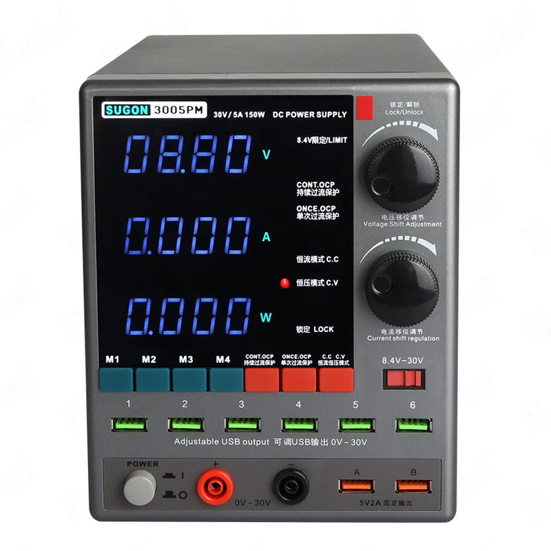3005PM Adjustable DC Power Supply 30V 5A 4 Digit Digital Lab Bench Power Stabilized Power Supply Voltage Regulator Switch