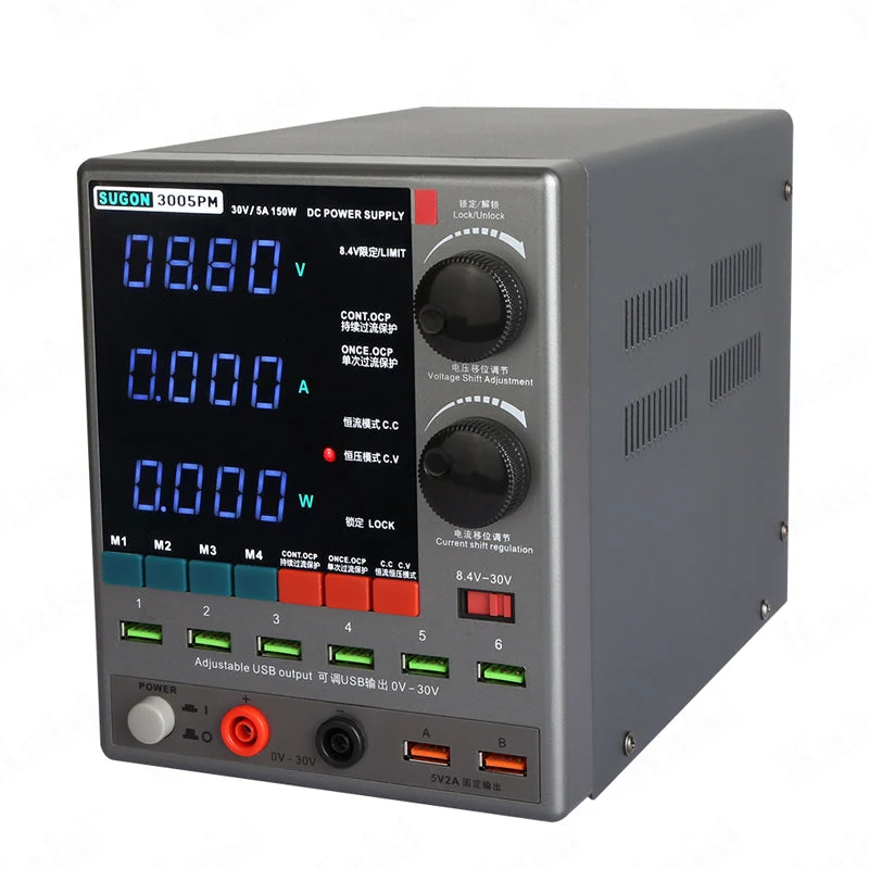 3005PM Adjustable DC Power Supply 30V 5A 4 Digit Digital Lab Bench Power Stabilized Power Supply Voltage Regulator Switch