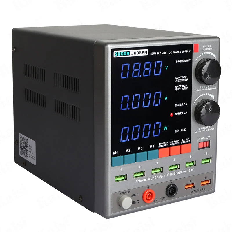 3005PM Adjustable DC Power Supply 30V 5A 4 Digit Digital Lab Bench Power Stabilized Power Supply Voltage Regulator Switch