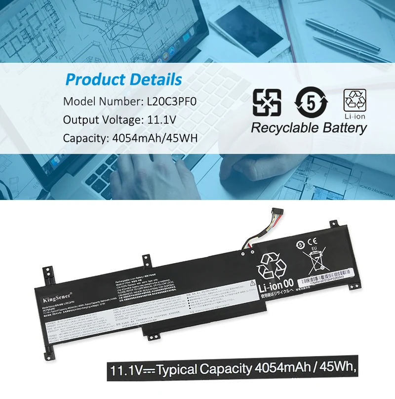 L20C3PF0 L20L3PF0 L20M3PF0 Laptop Battery For Lenovo IdeaPad 3-14ITL6 3-15ITL6 3-17ITL6 S14 G2 V14 V15 G2 G3 V17 G2 K14 21CS, 21CT, 21CV, 21CU | KingSener