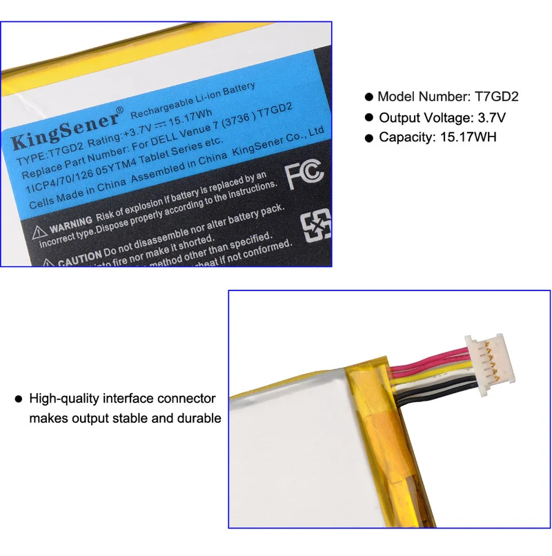 T7GD2 Tablet Battery Replacement for DELL Venue 7 3736 05YTM4 — 3.7V 15.17Wh