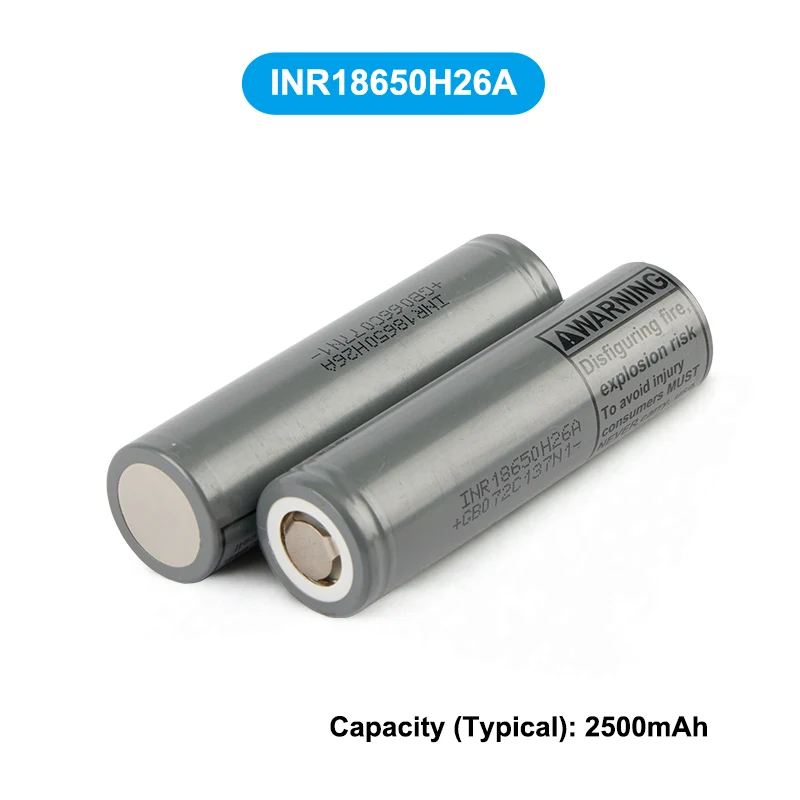 INR18650H26A 2500mAh 3.6V Li-ion Rechargeable Battery Cell 22A High Drain