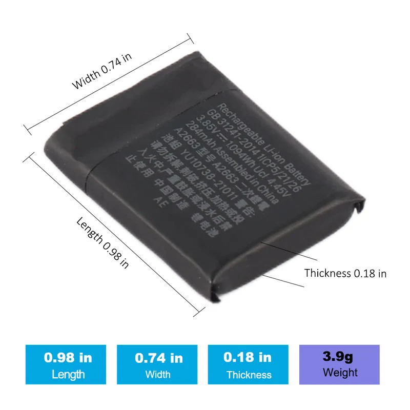 A2663 Battery For Apple Watch Series 7 41mm 284mAh