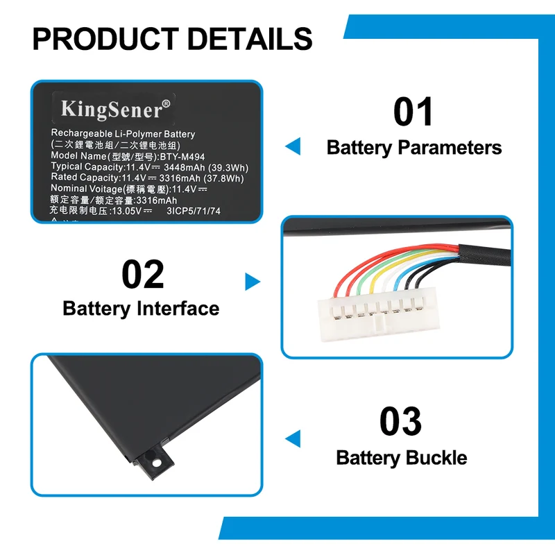 BTY-M494 3ICP5/71/74 Laptop Battery For MSI Modern 15 H C13M B13M Modern 14 C11M 39.3WH | KingSener