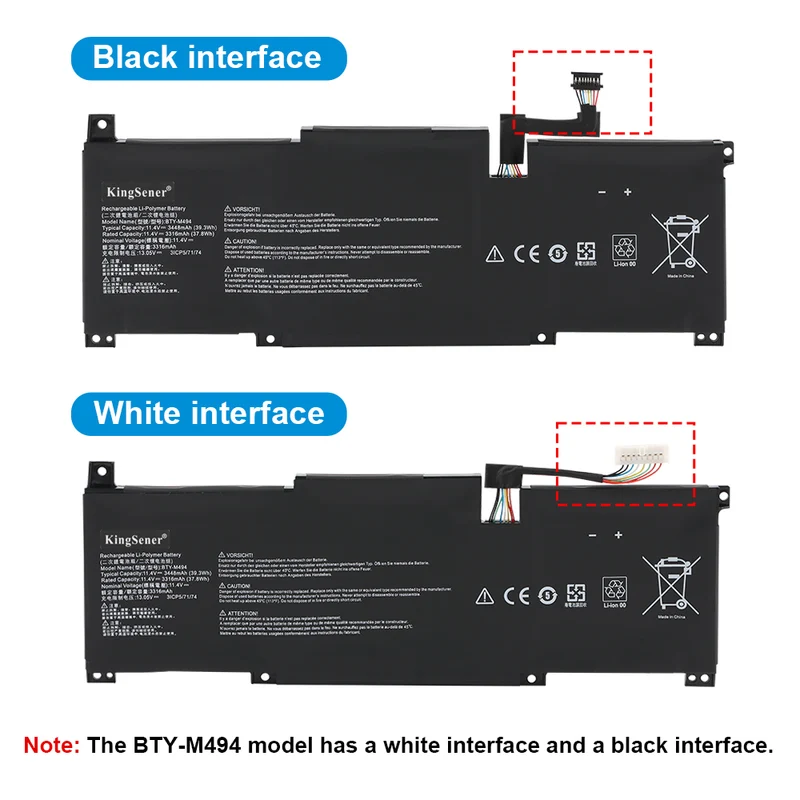 BTY-M494 3ICP5/71/74 Laptop Battery For MSI Modern 15 H C13M B13M Modern 14 C11M 39.3WH | KingSener