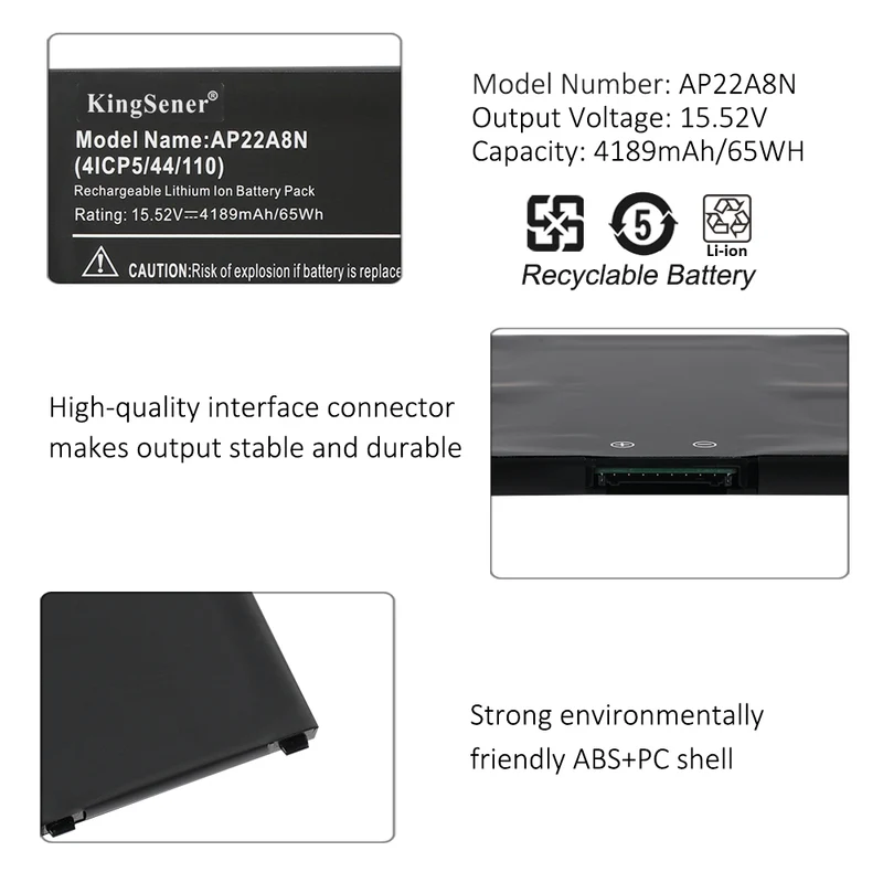 AP22A8N Laptop Battery For Acer Swift Go SFG14-71 SFG14-71T SFG14-72 SFG14-41 TravelMate P2 TMP214-55 TMP214-55-TCO TMP216-51-TCO TravelMate P4 | KingSener