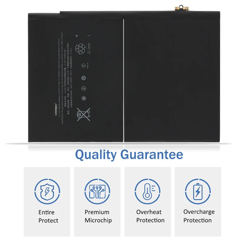 A1547 Tablet Battery For iPad Air 2 A1566 A1567 A1547 3.76V 27.62WH/7340mAh | LUSONBAY