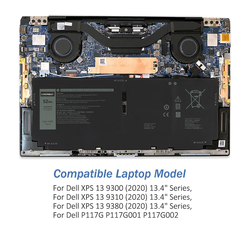 722KK Laptop Battery For Dell XPS 13 9300 9310 9380 Series P117G P117G001 P117G002 2XXFW FP86V WN0N0 | LUSONBAY CA Stock