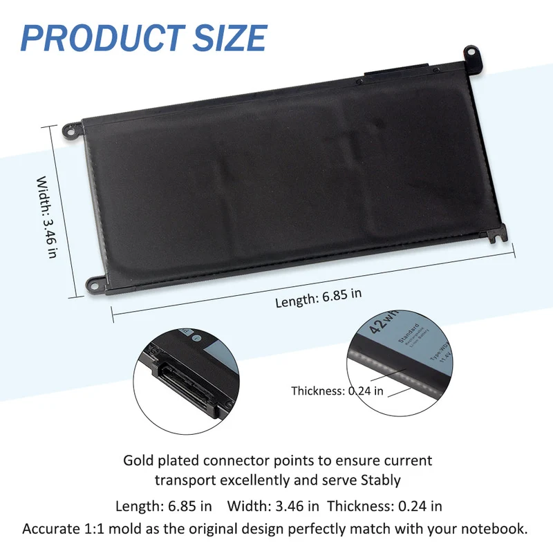 WDXOR WDX0R Laptop battery for DELL Inspiron 15-5538 5565 5567 5568 5578 5584 7560 7570 7579 7569 | LUSONBAY