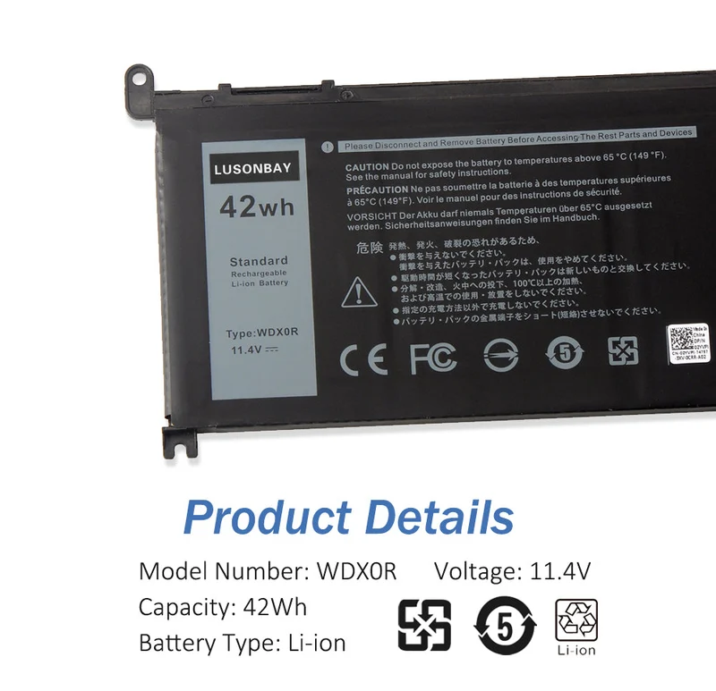 WDXOR WDX0R Laptop battery for DELL Inspiron 15-5538 5565 5567 5568 5578 5584 7560 7570 7579 7569 | LUSONBAY