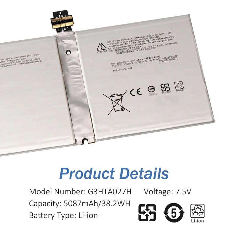 G3HTA027H Battery for Microsoft Surface Pro 4 — 7.5V 38.2Wh (UK Stock)