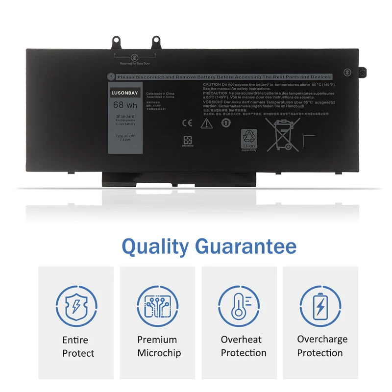 4GVNP R8D7N Laptop Battery For Dell Latitude 5400 5500 Precision 3540 Inspiron 7590 7591 7791 2-in-1 P84F P42E | LUSONBAY