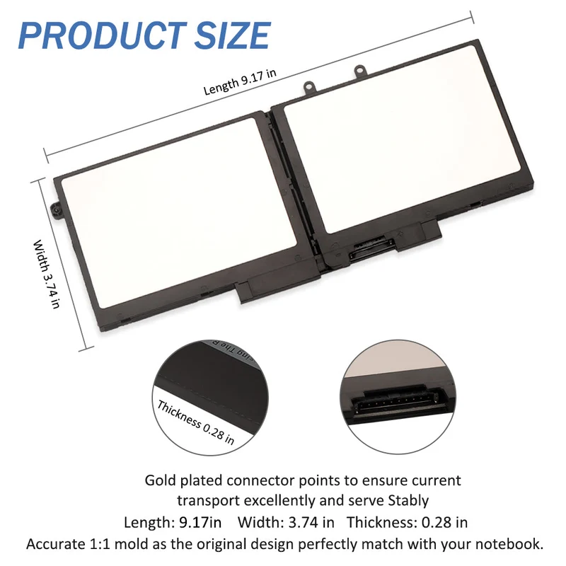4GVNP R8D7N Laptop Battery For Dell Latitude 5400 5500 Precision 3540 Inspiron 7590 7591 7791 2-in-1 P84F P42E | LUSONBAY