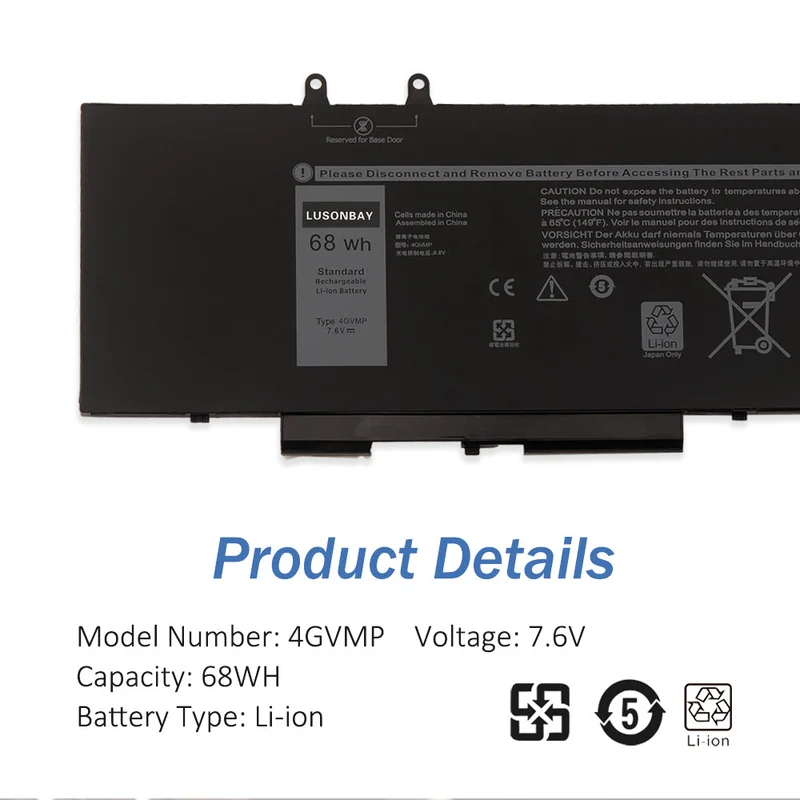 4GVNP R8D7N Laptop Battery For Dell Latitude 5400 5500 Precision 3540 Inspiron 7590 7591 7791 2-in-1 P84F P42E | LUSONBAY