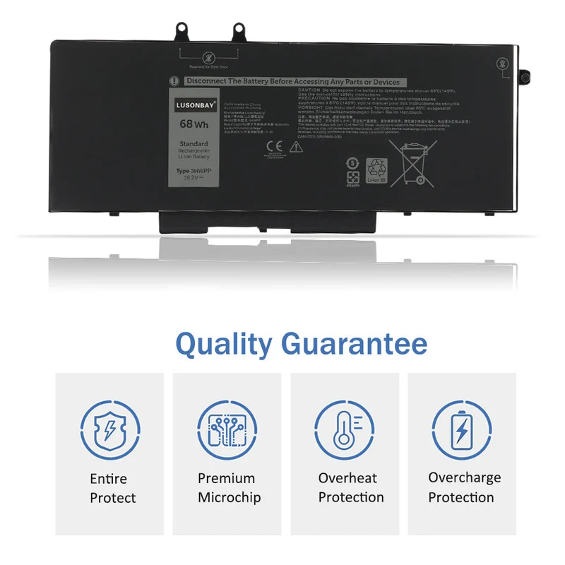 3HWPP Laptop Battery For Dell Latitude 5401 5501 5411 5410 5511 Precision 3541 3551 3550 P80F003 P80F004 15.2V 68Wh | LUSONBAY US Stock