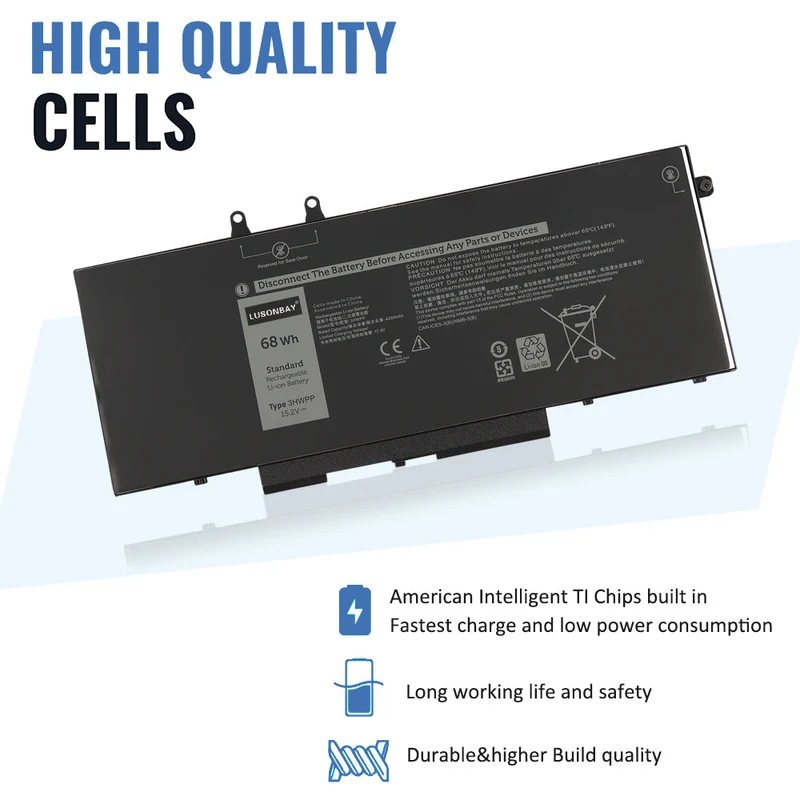 3HWPP Laptop Battery For Dell Latitude 5401 5501 5411 5410 5511 Precision 3541 3551 3550 P80F003 P80F004 15.2V 68Wh | LUSONBAY US Stock