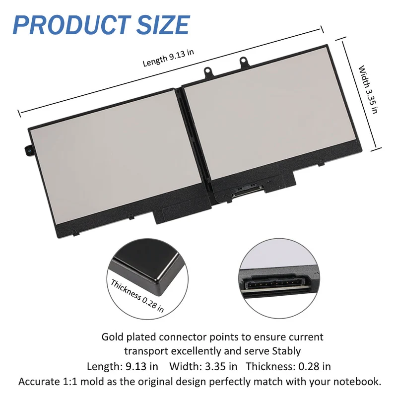 3HWPP Laptop Battery For Dell Latitude 5401 5501 5411 5410 5511 Precision 3541 3551 3550 P80F003 P80F004 15.2V 68Wh | LUSONBAY US Stock