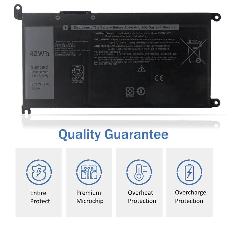 YRDD6 Laptop Battery for Dell Inspiron 5482 5480 5481 5485 5491 5591 5593 3583 3310 2-in-1 3493 3582 3593 | LUSONBAY