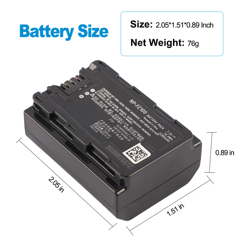 NP-FZ100 Replacement Camera battery for SONY Alpha 1/7R V/7 Ⅳ FX3/30