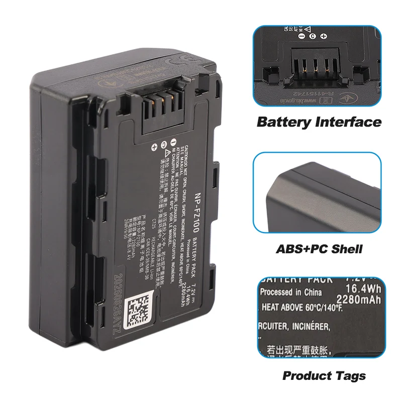 NP-FZ100 Replacement Camera battery for SONY Alpha 1/7R V/7 Ⅳ FX3/30