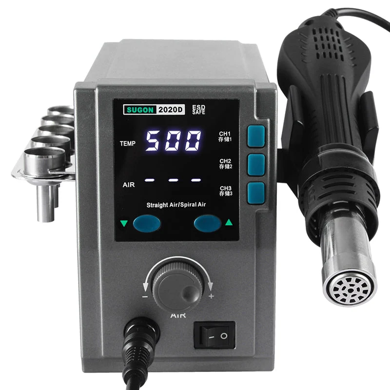 2020D Hot Air Gun Desoldering Station Digital Display Constant Temperature Hot Air Gun Soldering Gun for Mobile Phone Repair