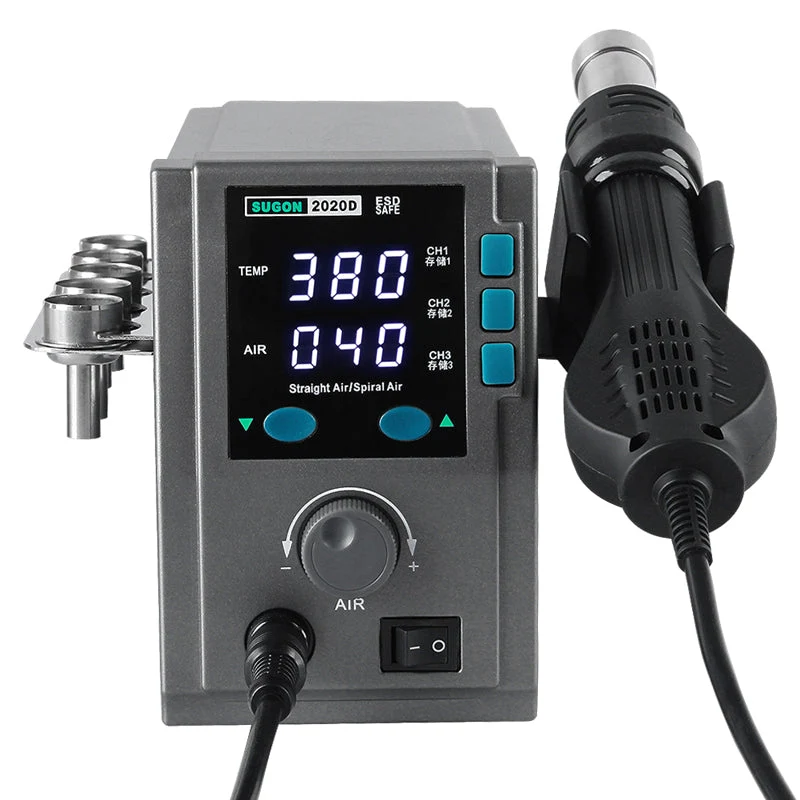 2020D Hot Air Gun Desoldering Station Digital Display Constant Temperature Hot Air Gun Soldering Gun for Mobile Phone Repair