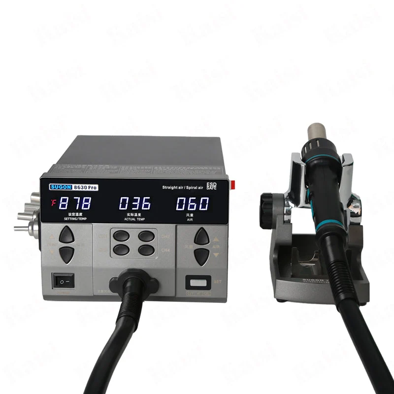 8630Pro 1300W Hot Air Gun Digital Display BGA Rework Station Curved Nozzle Welding Repair Desoldering Station