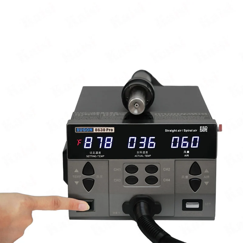 8630Pro 1300W Hot Air Gun Digital Display BGA Rework Station Curved Nozzle Welding Repair Desoldering Station