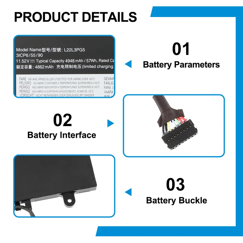 L22L3PG5 Laptop Battery For Lenovo ThinkPad E14 G5 E16 Gen 1 L22B3PG5 L22C3PG5 L22D3PG5 L22M3PG5 11.52V 4948mAh 57Wh | KingSener