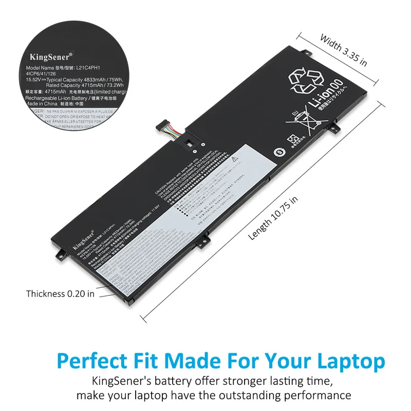 L21C4PH1 Laptop Battery For Lenovo Yoga Slim 9-14IAP7 82T0 Slim 9-14IAP7 82T1 Series L21M4PH1 L21L4PH1 L21D4PH1 75WH | KingSener