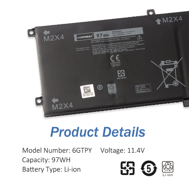 6GTPY Laptop Battery For Dell XPS 15 9570 9560 7590 Precision M5520 M5530 LUSONBAY EU SHIP