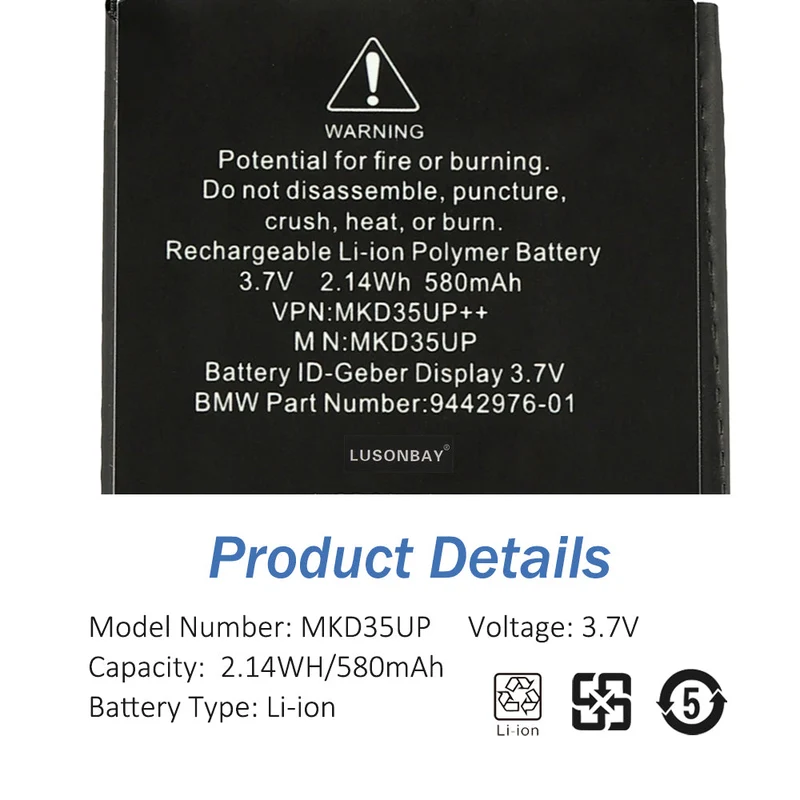 Battery for BMW Display Key | MKD35UP 5/7 Series X3 X5 X6 i8 | LUSONBAY