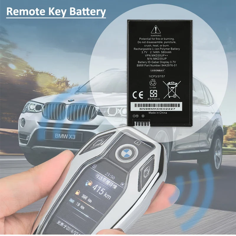 Battery for BMW Display Key | MKD35UP 5/7 Series X3 X5 X6 i8 | LUSONBAY