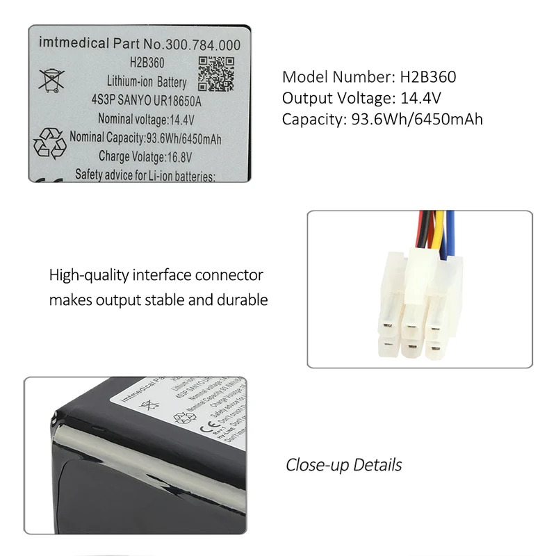CS-BTR100MD for Bellavista 1000 Respirator Battery 030.811.020 300.784.00 H2B360 14.4V Li-Ion Battery