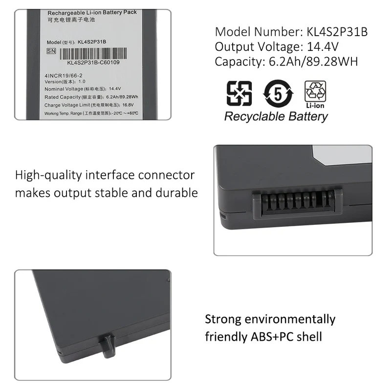 KL4S2P31B For SonoScape 41CR18/65-2 E2 E3 E1 Exp X1 X3 Ultrasound System Battery 14.4V 6.2Ah