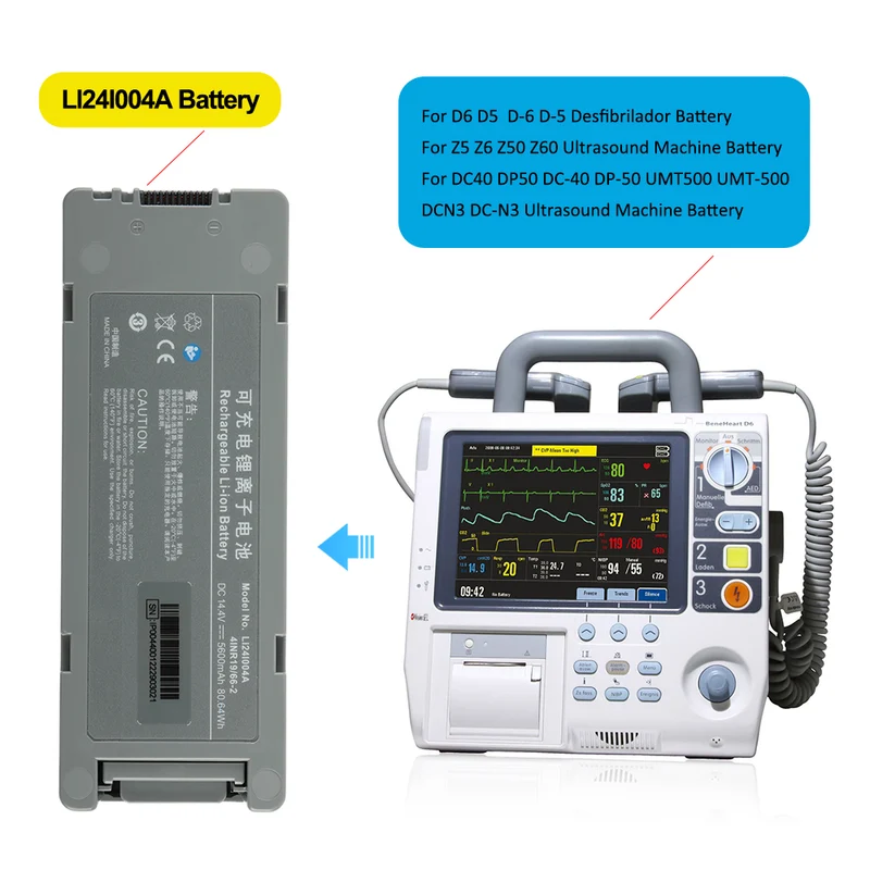 Mindray LI24I004A for BeneHeart D5 D6 Z5 Z6 Defibrillator battery 15.1V Li-ion Battery