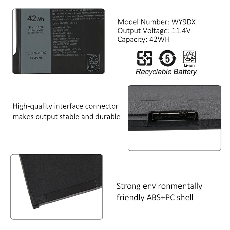 Dell Latitude 5420/5520 Replacement Battery WY9DX | 42Wh|