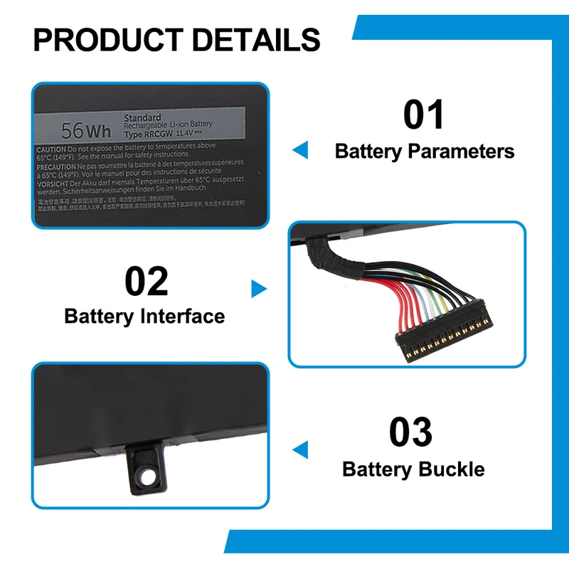 RRCGW Battery for Dell XPS 15 9550 Precision 5510 — 11.4V 56Wh
