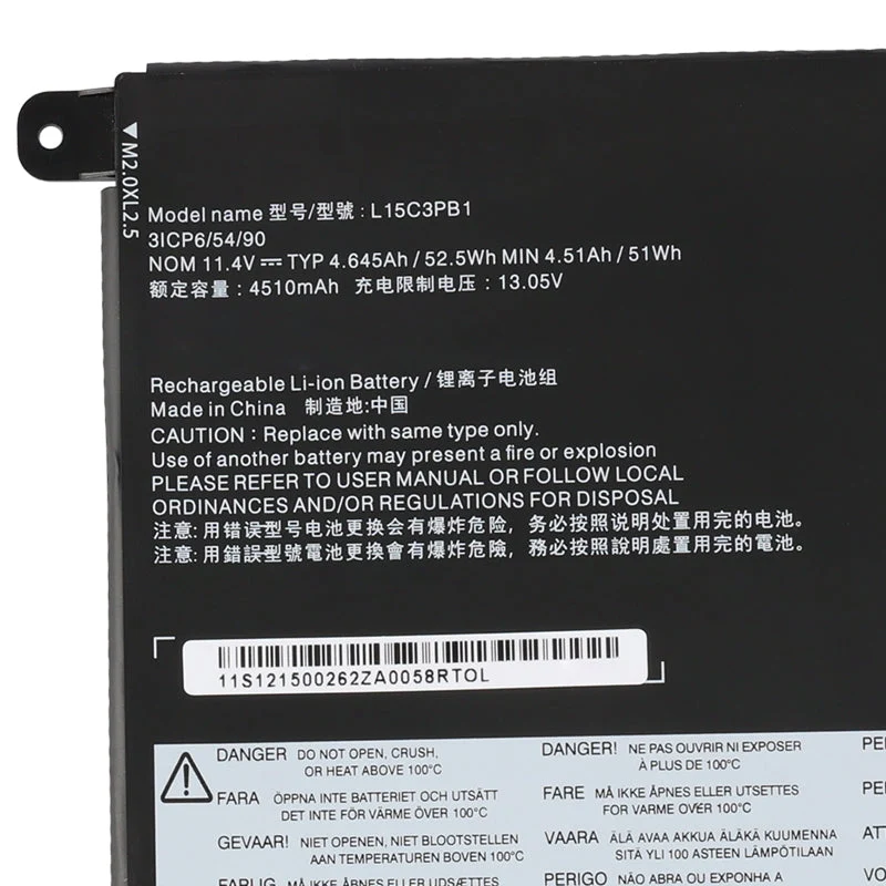 L15M3PB0 L15L3PB0 L15C3PB0 Battery for Lenovo IdeaPad 320S Flex 4 Yoga 510 — 52.5Wh 11.25V