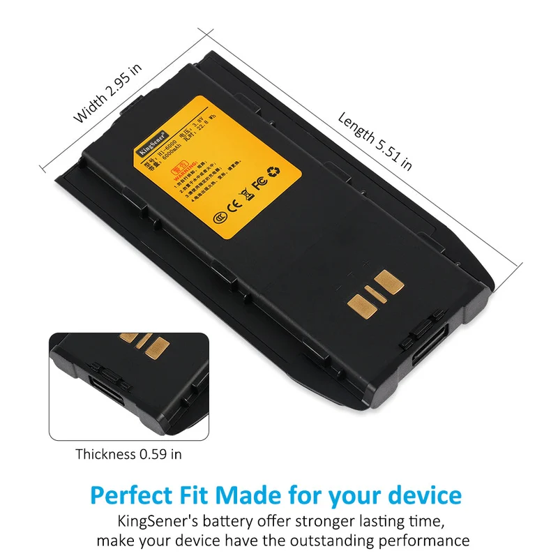 KingSener H1-6000 Li-lon Rechargeable Battery For Runbo H1 H1A H1B H1C 4G LTE Tri-proof 4W DMR PTT Analog Radio Smart Phone and Walkie Talkie
