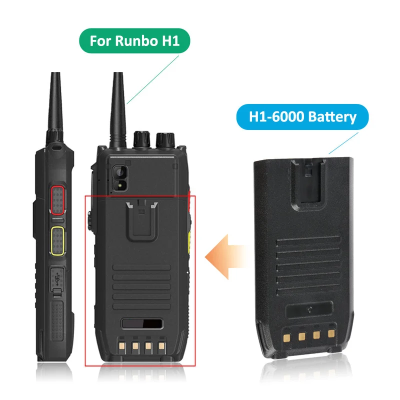KingSener H1-6000 Li-lon Rechargeable Battery For Runbo H1 H1A H1B H1C 4G LTE Tri-proof 4W DMR PTT Analog Radio Smart Phone and Walkie Talkie