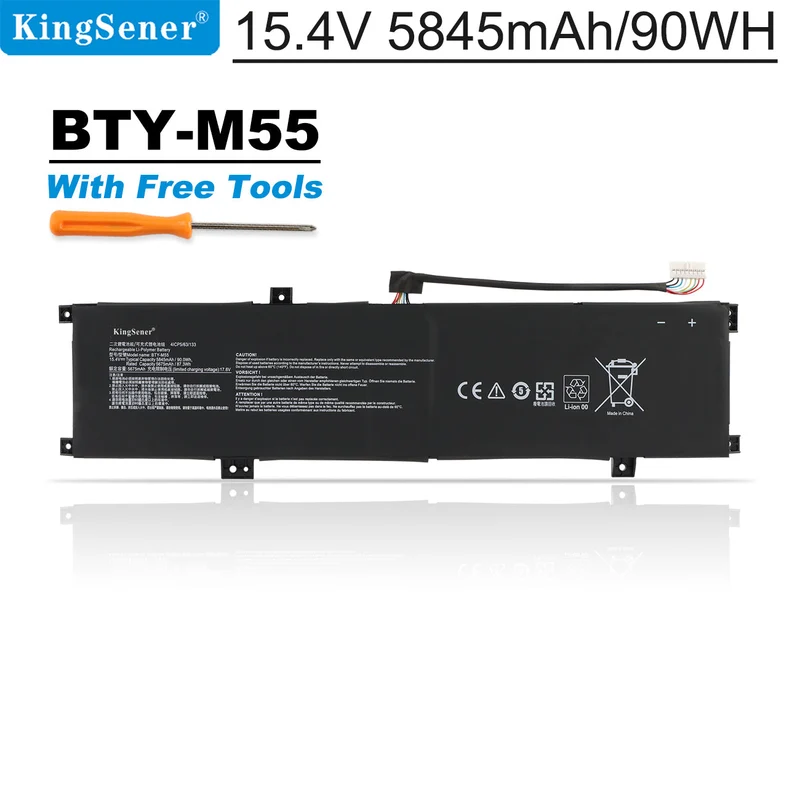 BTY-M55 Laptop Battery For MSI Alpha 15 A4DEK B5EEK B5EX 17 B5EEK Pulse 15 B13VFK B13VGK Katana GF66 11UG Pulse GL66 GL76 12UGK 12UGSZOK 12UGSZK 12UGOK | KingSener