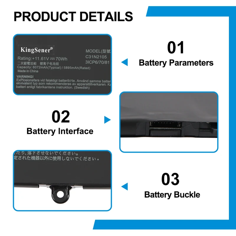 C31N2105 Laptop Battery For Asus VivoBook S 14 OLED K3402ZA M3402QA TN3402QA S 15 K3502ZA M3502QA 14X X1403ZA UX3404VA 15X M1503IA | KingSener