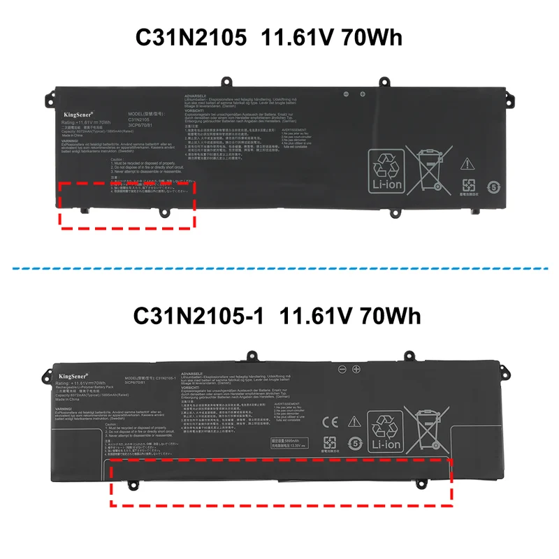 C31N2105 Laptop Battery For Asus VivoBook S 14 OLED K3402ZA M3402QA TN3402QA S 15 K3502ZA M3502QA 14X X1403ZA UX3404VA 15X M1503IA | KingSener